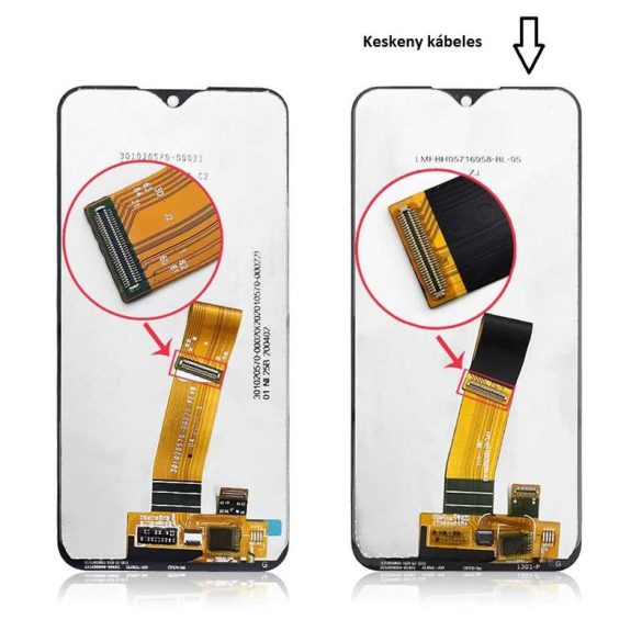 Samsung A015 Galaxy A01 fekete gyári LCD+érintőpanel kerettel (keskeny kábeles)