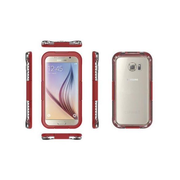 Samsung G920 Galaxy S6 piros vízálló tok