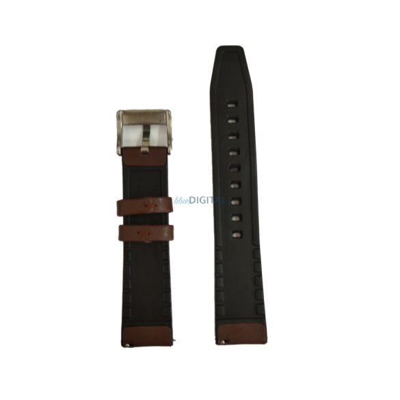 Colmi okosóra szíj, szilikon / műbőr, barna, 20mm, Leather Strap