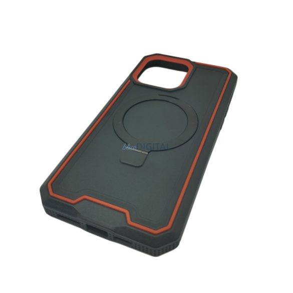 iPhone 14 Pro Max (6.7") hátlap tok, műanyag / TPU tok, fekete-piros, Magsafe
