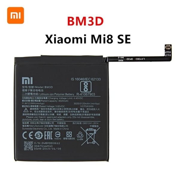 Xiaomi Mi 8 SE BM3D gyári akkumulátor 3020mAh
