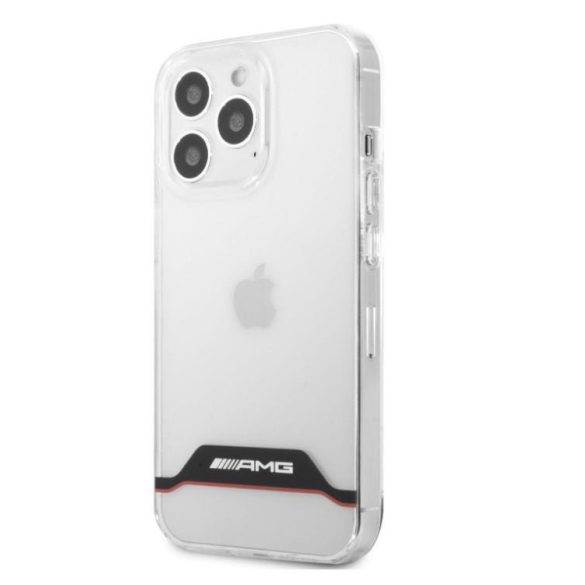 AMG iPhone 13 Mini (5,4") átlátszó piros csíkos hátlap tok