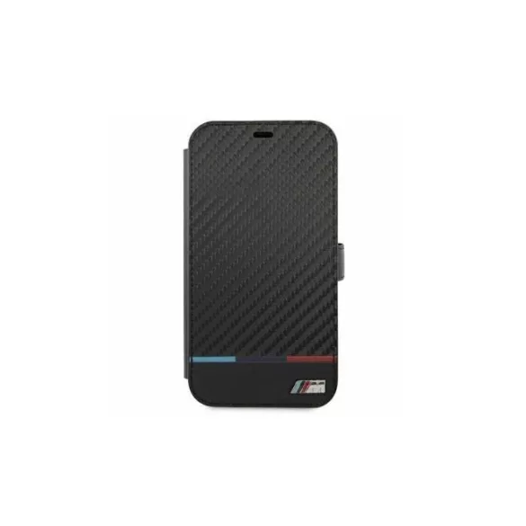 BMW M iPhone 13 Pro (6,1") carbon mintás fekete könyvtok