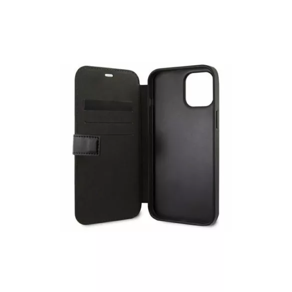 BMW M iPhone 13 Pro (6,1") carbon mintás fekete könyvtok