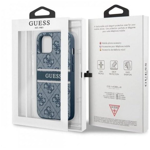 GUESS Printed Stripe iPhone 13 Mini (5,4") kék hátlap tok