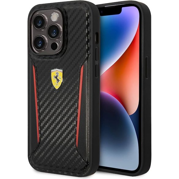 iPhone 14 Pro (6,1") hátlap tok, fekete, Ferrari, FEHCP14LNPYK