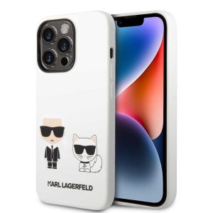 iPhone 14 Pro Max (6,7") szilikon tok, hátlap tok, fehér, Karl Lagerfeld, KLHCP14XSSKCW