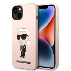 iPhone 14 Pro (6,1") szilikon tok, hátlap tok, rózsaszín, Karl Lagerfeld, KLHCP14LSNIKBCP