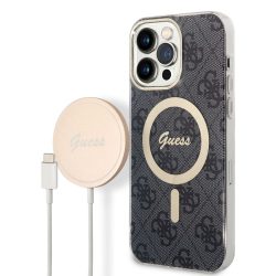   iPhone 14 Pro (6,1") hátlap tok töltővel, MagSafe, fekete, GUESS, BUGUHMP14LH4EACSK