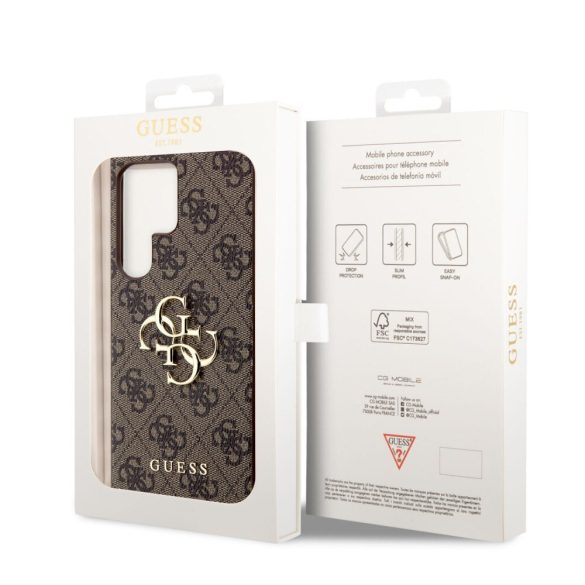 Samsung Galaxy S23 Ultra hátlap tok, barna, SM-S918, GUESS, GUHCS23L4GMGBR
