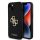 iPhone 15 Pro Max (6,7") hátlap tok, PU, fekete, GUESS Perforated 4G Glitter Metal Logo (GUHCP15XPSP4LGK)