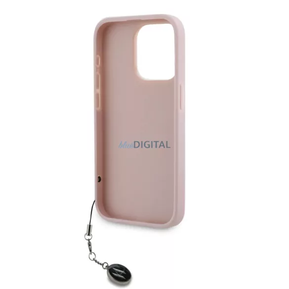 iPhone 15 Pro Max (6.7") hátlap tok, PU, rózsaszín, Karl Lagerfeld PU Saffiano Rhinestone Charm