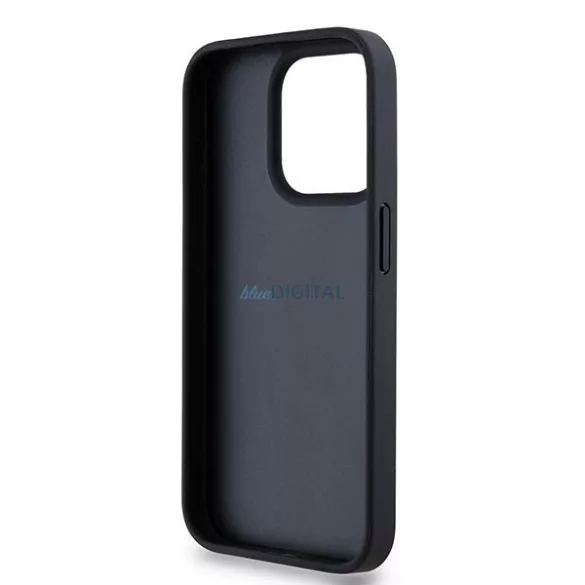 iPhone 15 Pro (6.1") hátlap tok, PU / PU bőr, mintás, fekete, DKNY PU Leather Repeat Pattern Tonal Stripe