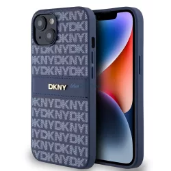   iPhone 15 Pro (6.1") hátlap tok, PU / PU bőr, mintás, kék, DKNY PU Leather Repeat Pattern Tonal Stripe