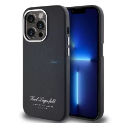   iPhone 16 Pro Max (6.9") hátlap tok, PU, fekete, Karl Lagerfeld Grained PU Hotel RSG