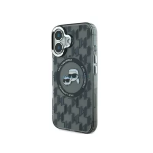 iPhone 16 Pro Max (6.9") hátlap tok, PC/TPU, magsafe, fekete/áttetsző, Karl Lagerfeld IML Monogram K&CH Heads MagSafe
