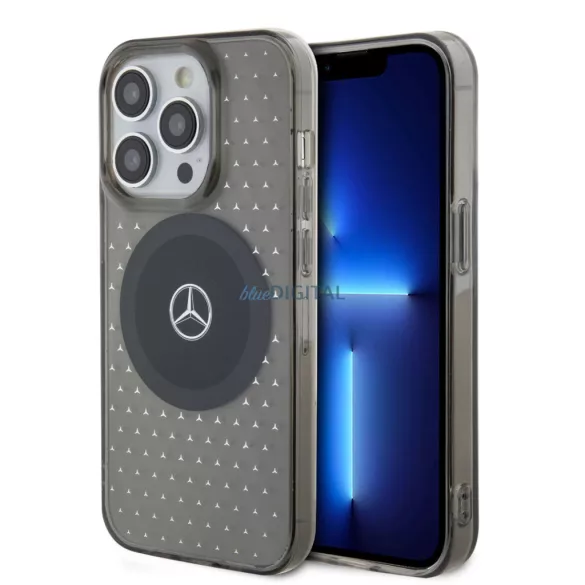iPhone 16 Pro (6.3") hátlap tok, PC/TPU, magsafe, áttetsző-fekete, Mercedes PC/TPU Star Pattern MagSafe