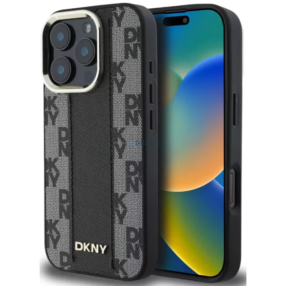 iPhone 16 Pro (6.3") hátlap tok, PU, magsafe, mintás, DKNY Checkered Pattern Magsafe