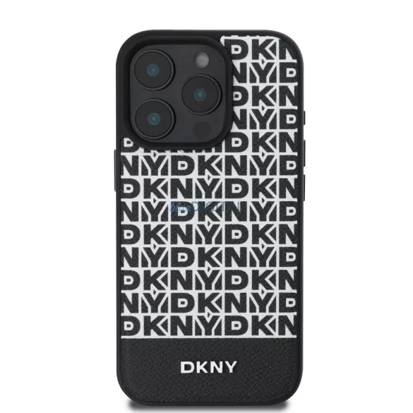 iPhone 16 Pro (6.3") hátlap tok, PU, magsafe, mintás, DKNY Repeat Pattern Bottom Stripe MagSafe