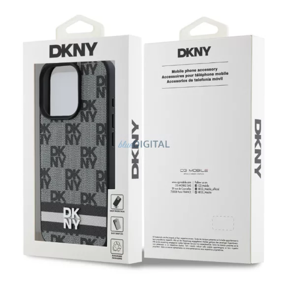 iPhone 16 Pro Max (6.9") hátlap tok, PU, mintás, DKNY Checkered Pattern and Stripe