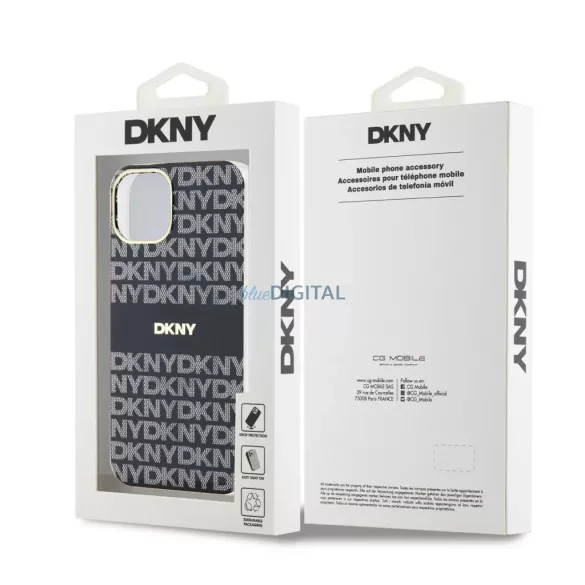 iPhone 16 Pro (6.3") hátlap tok, PU, magsafe, mintás, DKNY Repeat Pattern Tonal Stripe Magsafe