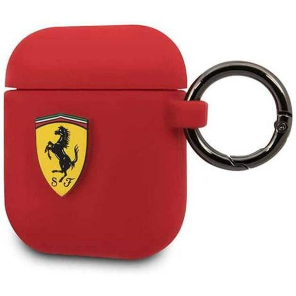 Airpods 1 / 2 szilikon tok akasztóval, piros, Ferrari FESACCSILSHRE