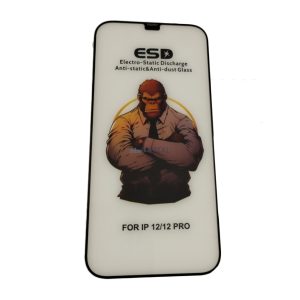 iPhone 14 Pro Max (6.7") előlapi üvegfólia, edzett, fekete keret, 9H, full cover, ESD (csomagolás és kiegészítők nélkül)