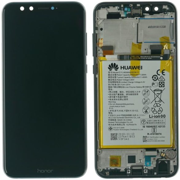 Honor 9 Lite fekete gyári LCD + érintőpanel kerettel, akkumulátorral