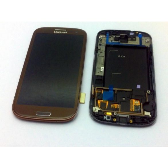Samsung I9305 Galaxy S3 LTE barna GYÁRI LCD + érintőpanel kerettel