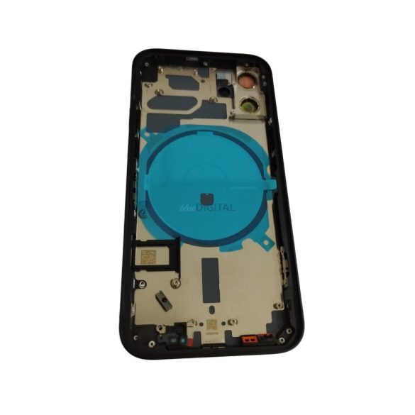 iPhone 12 Mini (5.4") készülék hátlap, kamera lencsével / sim tálcával, akkufedél, fekete, AAA+ minőségű