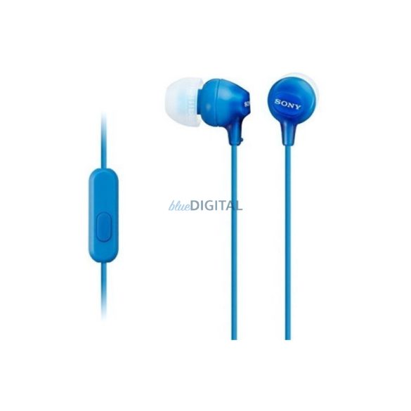 Stereo vezetékes fülhallgató jack csatlakozóval, hangerőszabályozós, kék, SONY MDR-EX15LP