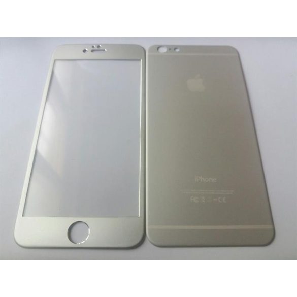 iPhone 6 6S Plus (5,5") ezüst (silver) teljes (ívelt) elő + hátlapi üvegfólia