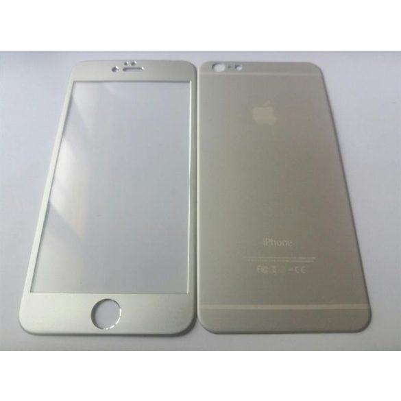 iPhone 6 6S Plus (5,5") ezüst (silver) teljes (ívelt) elő + hátlapi üvegfólia