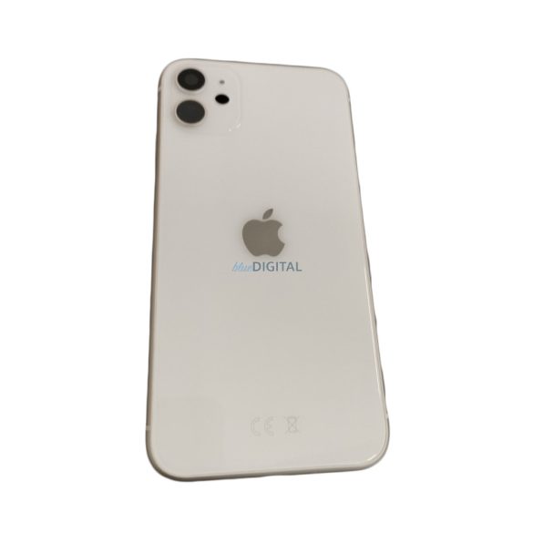 iPhone 11 (6.1") készülék hátlap, kamera lencsével / sim tálcával, akkufedél, fehér, AAA+ minőségű