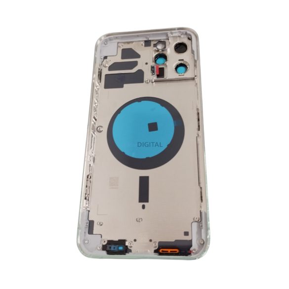 iPhone 12 Pro Max (6.7") készülék hátlap, kamera lencsével / sim tálcával, akkufedél, ezüst, AAA+ minőségű