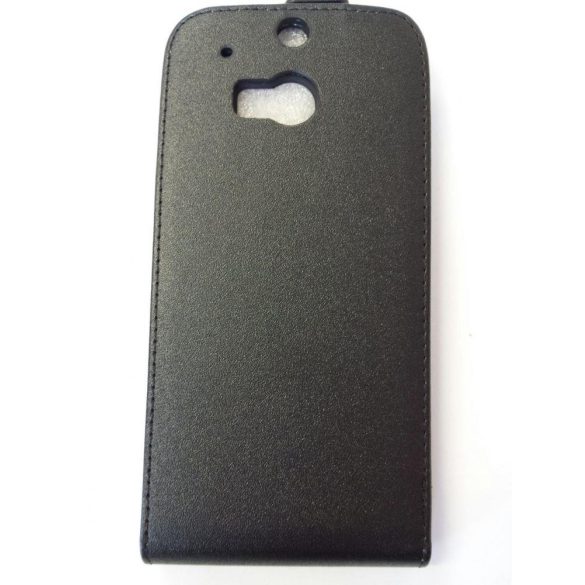 HTC One2 M8 fekete szilikon keretes vékony flip tok