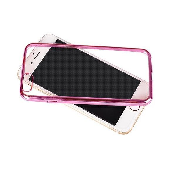 Samsung Galaxy S8 Plus szilikon tok, átlátszó / rózsaszín, SM-G955, színes keretes
