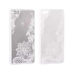   Lace Samsung G955 Galaxy S8 Plus fehér virág mintás hátlaptok
