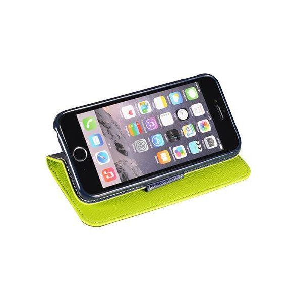 iPhone X / XS (5,8") telefon tok, könyvtok, oldalra nyíló tok, mágnesesen záródó, zöld-sötétkék, Fancy