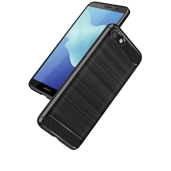 Huawei Y3 2018 szilikon tok, fekete, Carbon fiber