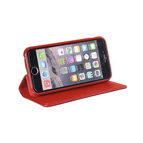 iPhone XS Max (6,5") telefon tok, könyvtok, oldalra nyíló tok, mágnesesen záródó, piros