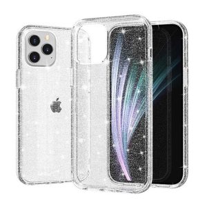 iPhone 11 Pro (5,8") szilikon tok, hátlap tok, TPU tok, átlátszó, ezüst csillámos, Crystal Glitter