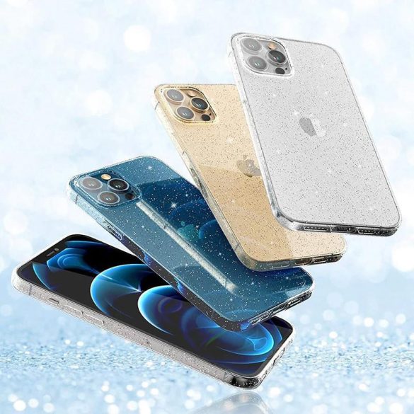 iPhone 11 Pro Max (6,5") szilikon tok, hátlap tok, TPU tok, átlátszó, ezüst csillámos, Crystal Glitter