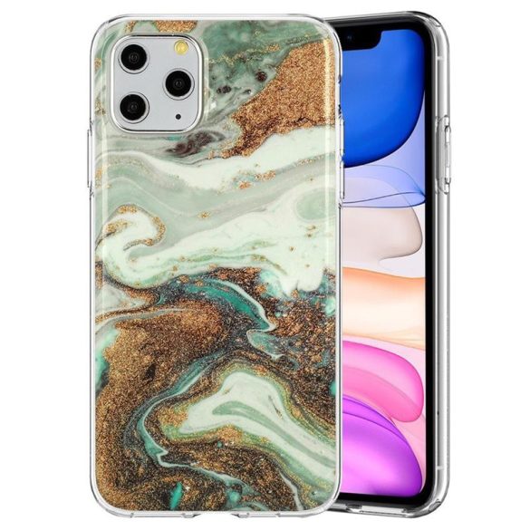 iPhone 12 Mini (5,4") szilikon tok, hátlap tok, TPU tok, márvány mintás, Marble Glitter Design 5