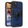 Samsung Galaxy S22 Plus ütésálló hátlap tok, PC / TPU tok, kamera védővel, kék-fekete, kitámaszható, SM-S906, Ring Lens