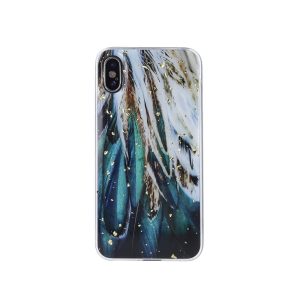 iPhone 14 (6,1") hátlap tok, TPU tok, mintás, Gold Glam Feathers