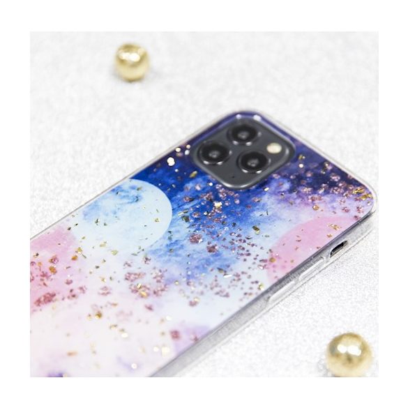 iPhone 14 (61") hátlap tok, TPU tok, Gold Glam Galactic