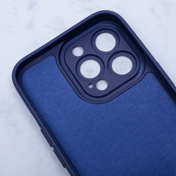 iPhone 13 (6,1") szilikon tok, hátlap tok, velúr belső, kék, matt, Silicone Case Magsafe