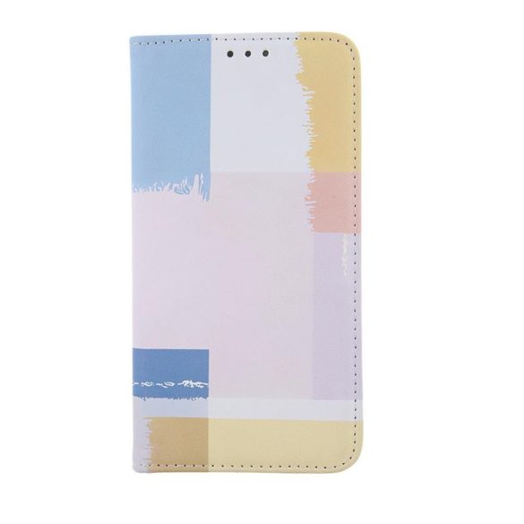 Samsung Galaxy S23 Ultra telefon tok, könyvtok, oldalra nyíló tok, mágnesesen záródó, SM-S908, Smart Trendy Pastel Square