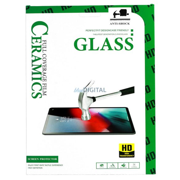 Samsung Galaxy Tab S8 Plus (12.4") előlapi üvegfólia, fekete keret, 9H, 0.33mm, SM-X800, SM-X806, 9D Ceramic Glass